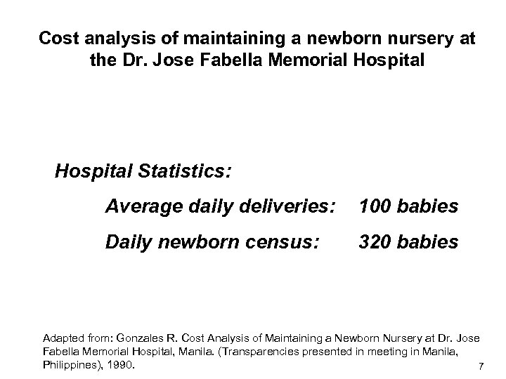 Cost analysis of maintaining a newborn nursery at the Dr. Jose Fabella Memorial Hospital