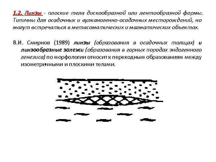 1. 2. Линзы - плоские тела дискообразной или лентообразной формы. Типичны для осадочных и