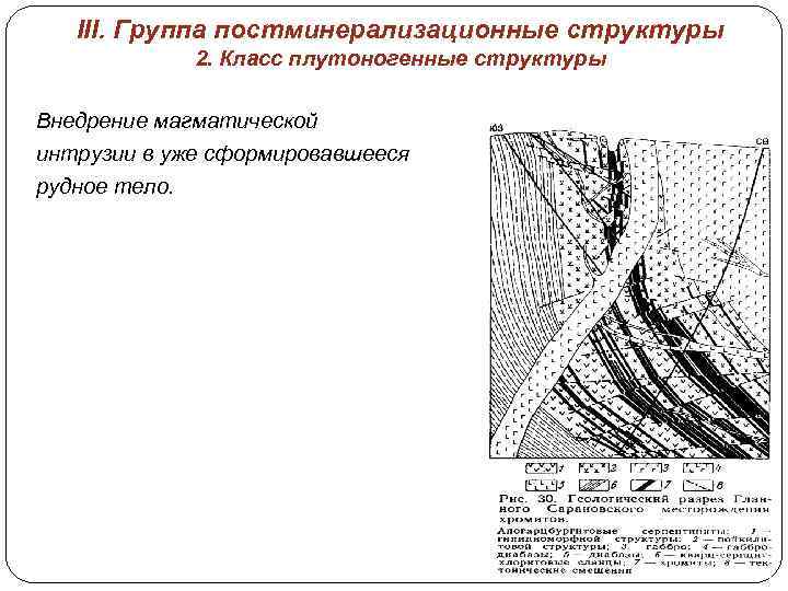 III. Группа постминерализационные структуры 2. Класс плутоногенные структуры Внедрение магматической интрузии в уже сформировавшееся