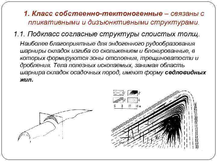 1. Класс собственно-тектоногенные – связаны с пликативными и дизъюнктивными структурами. 1. 1. Подкласс согласные