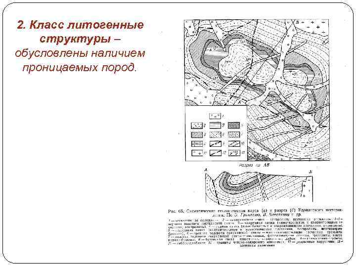 2. Класс литогенные структуры – обусловлены наличием проницаемых пород. 