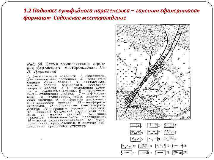 1. 2 Подкласс сульфидного парагенезиса – галенит-сфалеритовая формация Садонское месторождение 