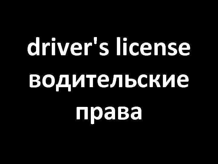 driver's license водительские права 