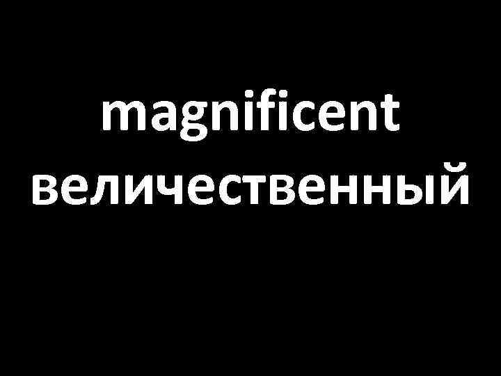 magnificent величественный 