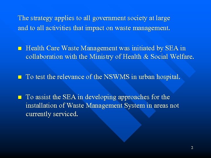 The strategy applies to all government society at large and to all activities that