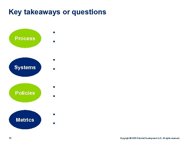 Key takeaways or questions Process Systems • • Policies Metrics 18 • • Copyright