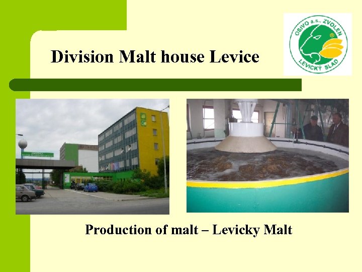 Division Malt house Levice Production of malt – Levicky Malt 