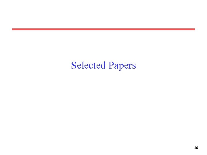 Selected Papers 40 