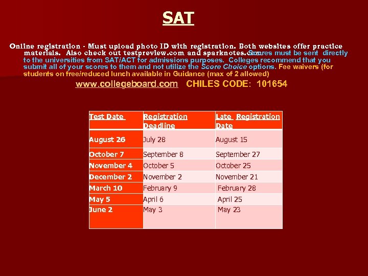 SAT Online registration - Must upload photo ID with registration. Both websites offer practice