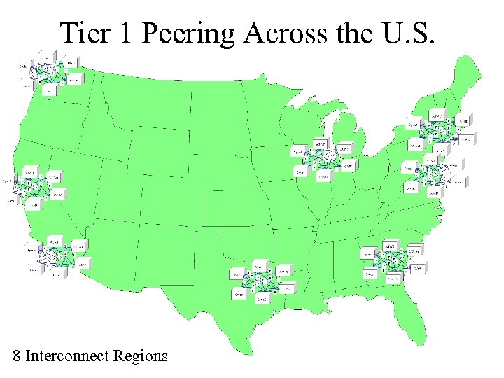 Tier 1 Peering Across the U. S. 8 Interconnect Regions 