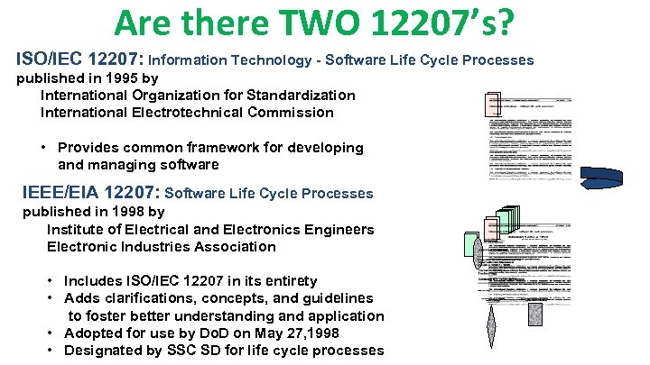 Are there TWO 12207’s? ISO/IEC 12207: Information Technology - Software Life Cycle Processes published