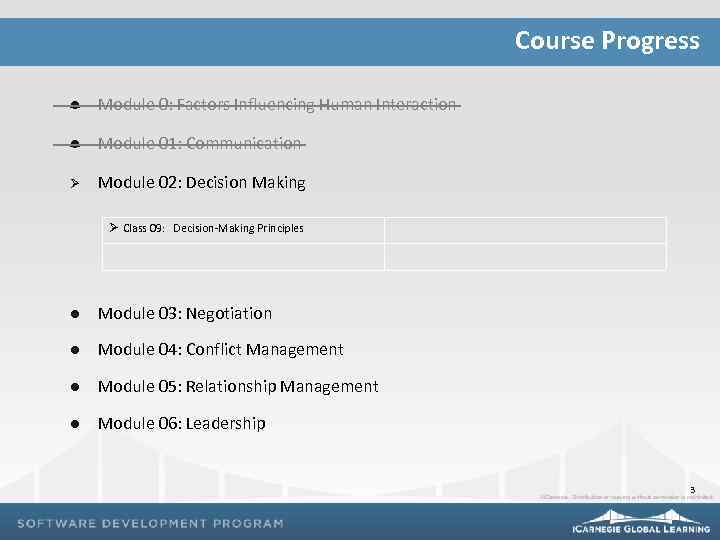 Course Progress l Module 0: Factors Influencing Human Interaction l Module 01: Communication Ø