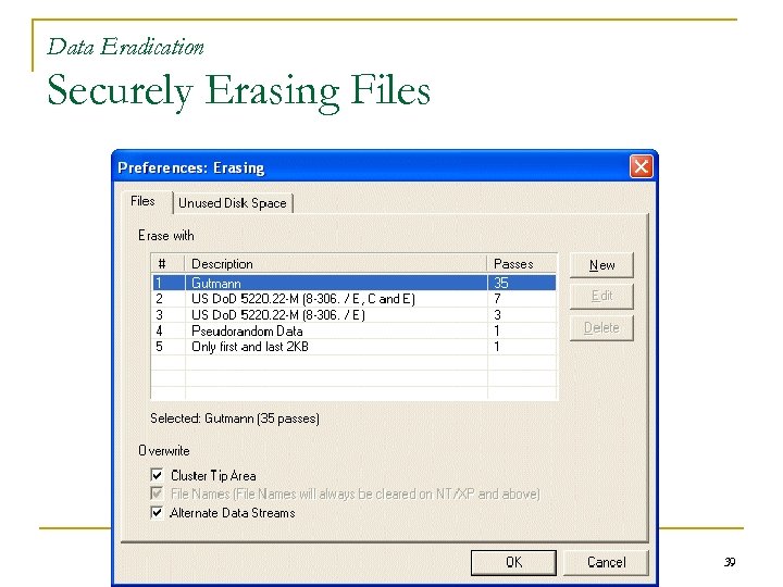 Data Eradication Securely Erasing Files 39 