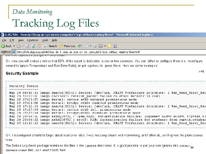 Data Monitoring Tracking Log Files 44 