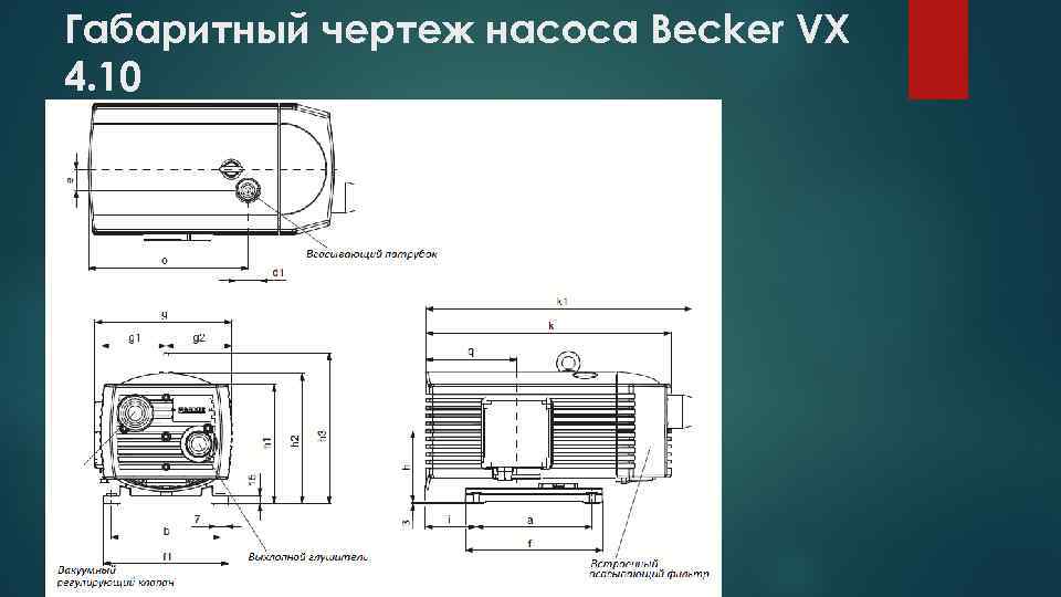 Габаритный чертеж насоса Becker VX 4. 10 