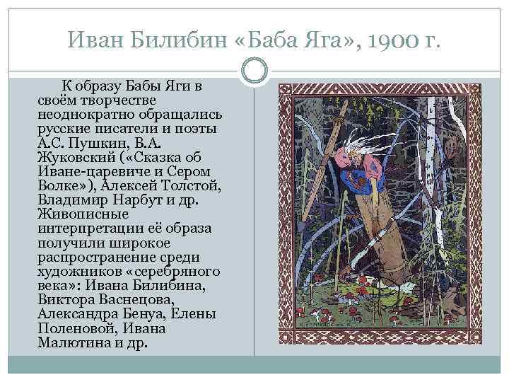 Иван Билибин «Баба Яга» , 1900 г. К образу Бабы Яги в своём творчестве