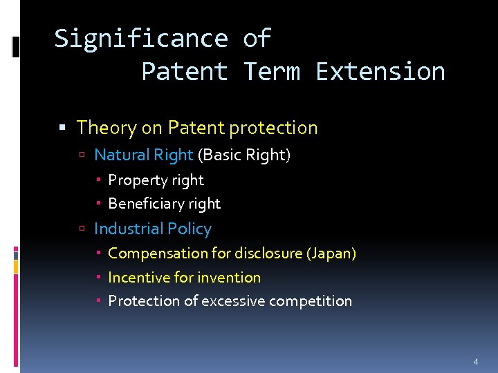 Significance of Patent Term Extension Theory on Patent protection Natural Right (Basic Right) Property