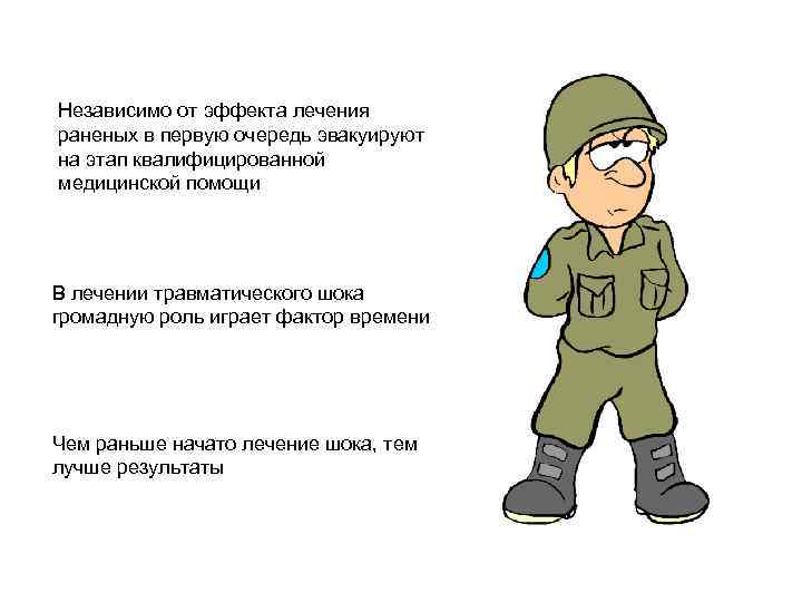Независимо от эффекта лечения раненых в первую очередь эвакуируют на этап квалифицированной медицинской помощи