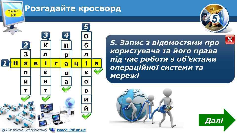 Розділ 2 § 8 Розгадайте кросворд 5 3 4 О 2 К П б