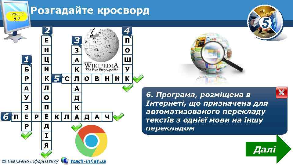 Розгадайте кросворд Розділ 2 § 9 2 4 Е Н З О 1 Ц