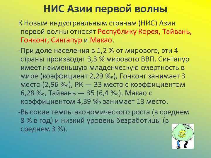 Экономика азии. Новые индустриальные страны первой волны. НИС новые индустриальные страны первой волны. НИС Азии страны. НИС Азии первая волна.