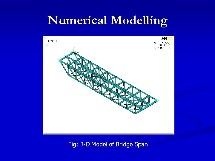 Numerical Modelling Fig: 3 -D Model of Bridge Span 