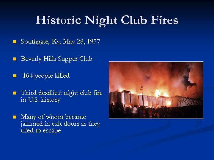 Historic Night Club Fires n Southgate, Ky. May 28, 1977 n Beverly Hills Supper