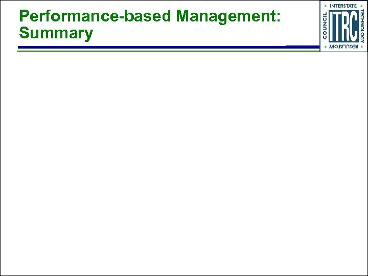 Performance-based Management: Summary 