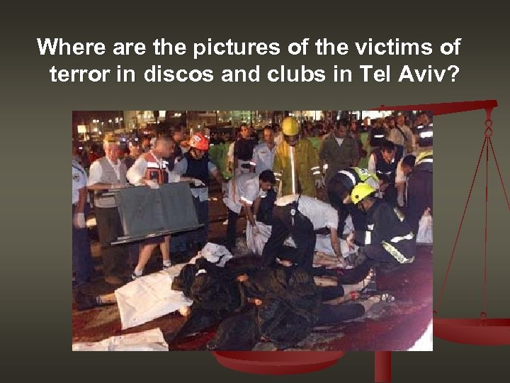 Where are the pictures of the victims of terror in discos and clubs in