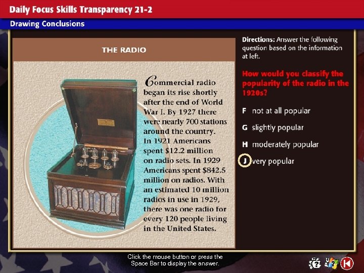 Click the mouse button or press the Space Bar to display the answer. 