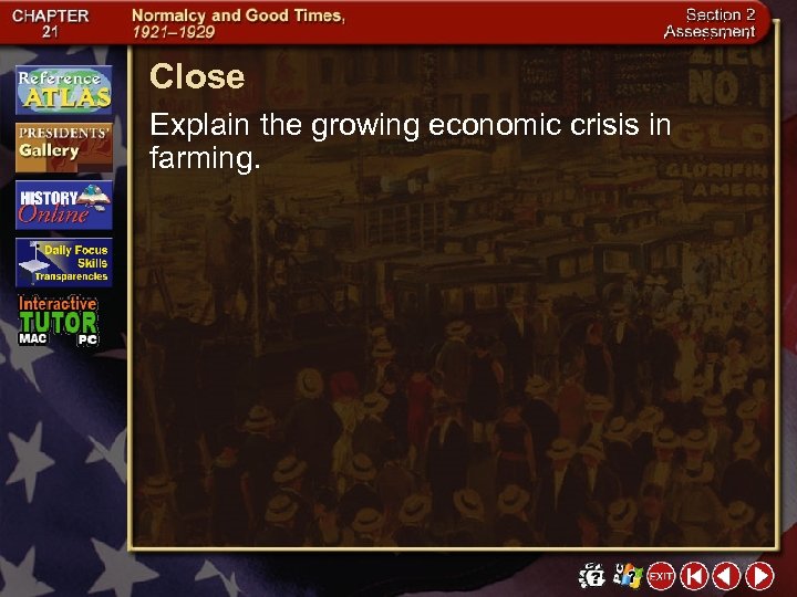 Close Explain the growing economic crisis in farming. 
