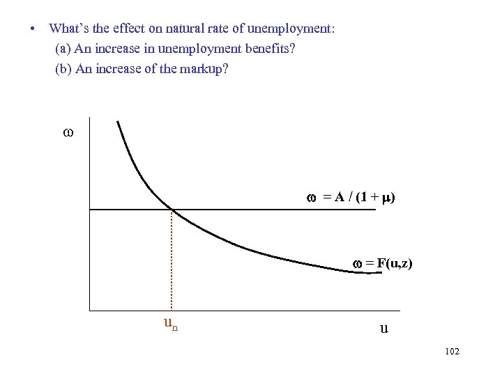  • What’s the effect on natural rate of unemployment: (a) An increase in