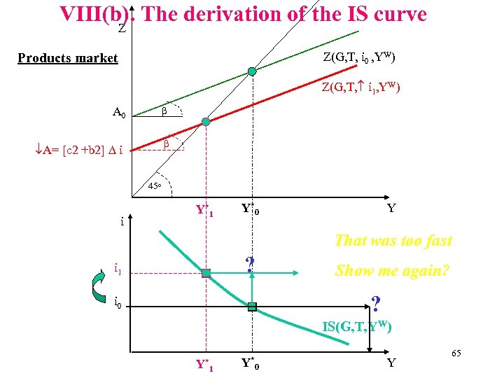 VIII(b). The derivation of the IS curve Z Z(G, T, i 0 , YW)