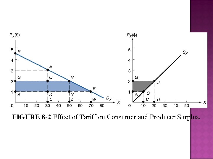 FIGURE 8 -2 Effect of Tariff on Consumer and Producer Surplus. 
