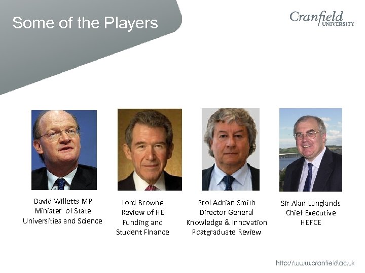 Some of the Players David Willetts MP Minister of State Universities and Science Lord