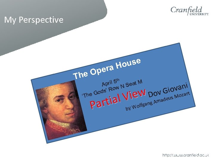 My Perspective ouse ra H Ope The th 5 M April Seat w. N