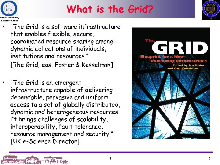 What is the Grid? Oxford University e-Science Centre • “The Grid is a software