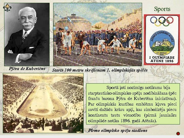 Sports Pjēra de Kubertēns Starts 100 metru skrējienam 1. olimpiskajās spēlēs Sportā ļoti nozīmīgs