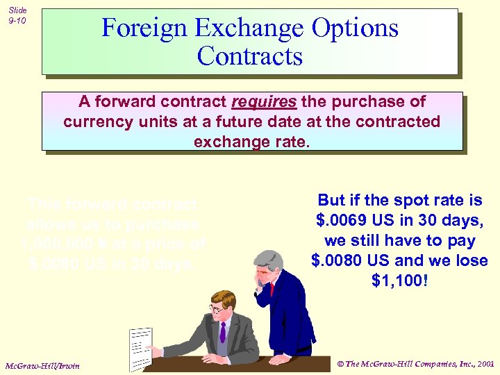 Slide 9 -10 Foreign Exchange Options Contracts A forward contract requires the purchase of