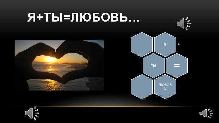 Я+ТЫ=ЛЮБОВЬ… Я + = ТЫ ЛЮБОВ Ь . 