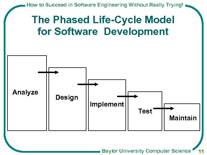 How to Succeed in Software Engineering Without Really Trying! The Phased Life-Cycle Model for