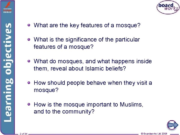 KS 3 Religious Studies The Mosque Icons key