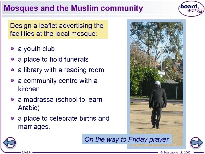 Mosques and the Muslim community Design a leaflet advertising the facilities at the local