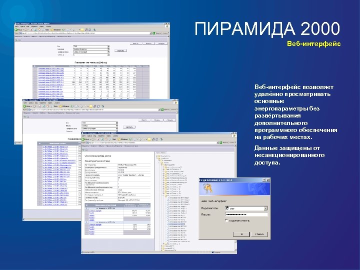 ПИРАМИДА 2000 Веб-интерфейс позволяет удалённо просматривать основные энергопараметры без развёртывания дополнительного программного обеспечения на