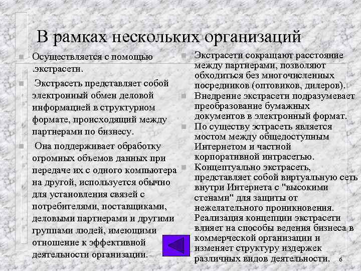 В рамках нескольких организаций n n n Осуществляется с помощью. экстрасети. Экстрасеть представляет собой