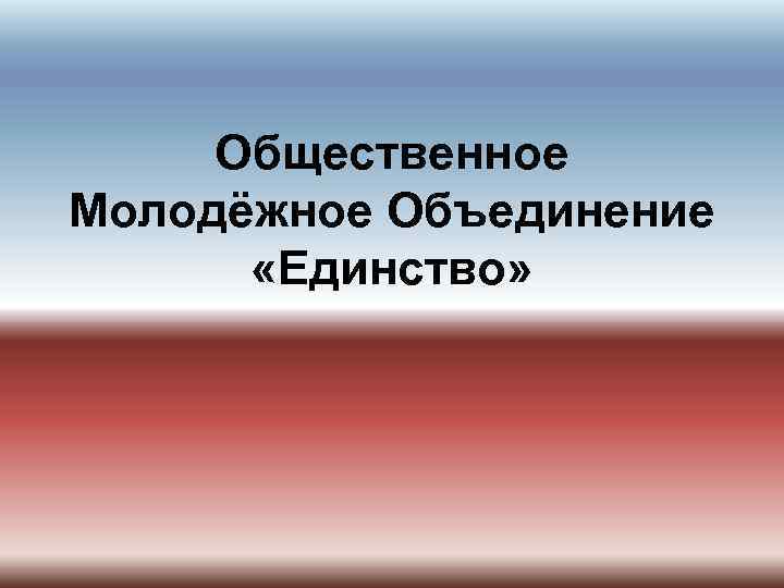 Общественное Молодёжное Объединение «Единство» 