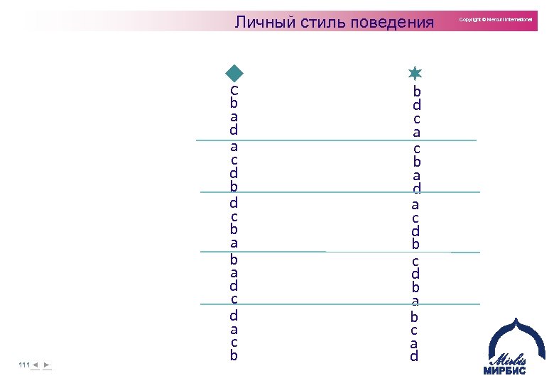 Личный стиль поведения c 111 b a d a c d b d c