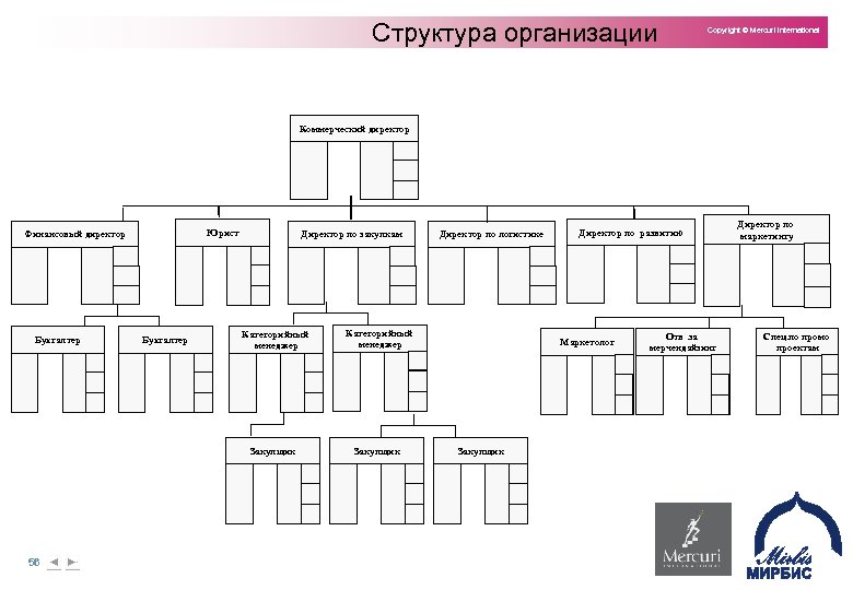 Структура организации Copyright © Mercuri International Коммерческий директор Юрист Финансовый директор Директор по закупкам
