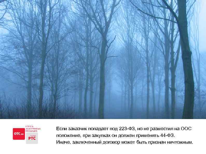Если заказчик попадает под 223 -ФЗ, но не разместил на ООС положение, при закупках