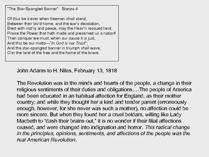 “The Star-Spangled Banner” Stanza 4 O! thus be it ever when freemen shall stand,